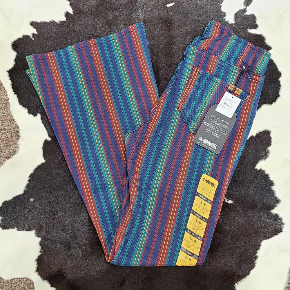 Rock & Roll Cowgirl Multicolor Striped Boot Cut Pants